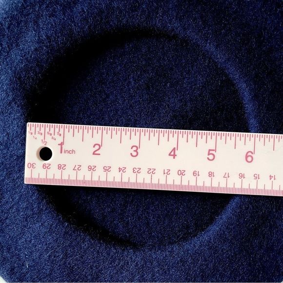 French Style Beret, Deep Blue, Classic Tail @ Center Top, Felted Wool Fe… - Picture 8 of 8